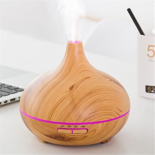 UUE Luftbefeuchter, Diffuser, 500ml Aroma Diffuser für ätherische öle, Ultraschall Defuser Luft Aroma öle mit 7 farbigem LED Licht, Diffusor Zeiteinstellung von 1-6H möglich für Schlafzimmer,Yoga, Spa