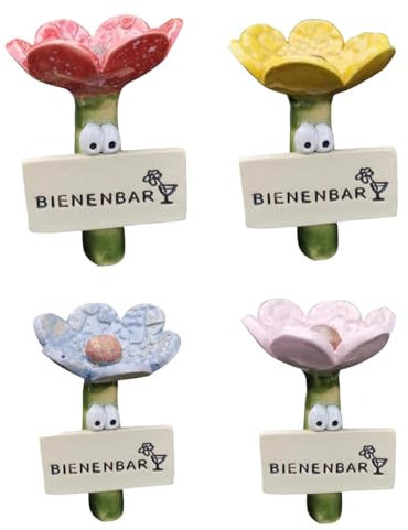 Super Idee 4 Blumen Insektentränke Bienenbar Wassertränke mit Stecker aus Harz für Insekten Bienen Bienentränke Wasserstelle Hummeln Landeplatz Garten Terrasse Balkon Dekoration