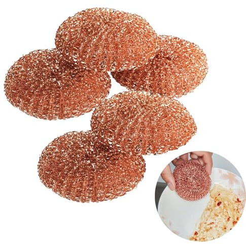 5 Pièces Eponge Cuivre, Gratounette Cuivre Vaisselle, Grattoir Cuivres, Éponges À Vaisselle Encuivre Réutilisable, Boule De Nettoyage en Fil Decuivre, pour Vaisselle,Casseroles,Poêles (5)