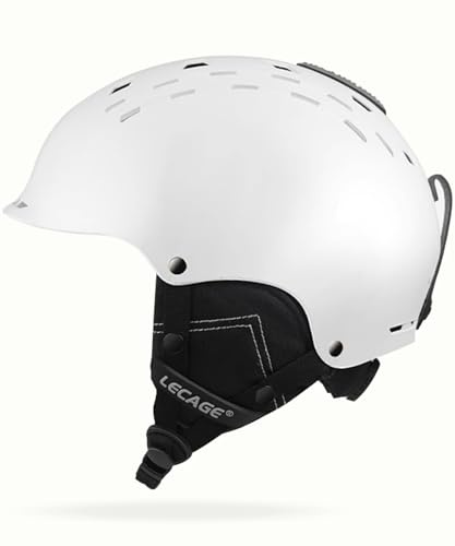 LECAGE Skihelm Herren Damen Stoßdämpfung Ski Helm mit Belüftung Warme Snowboardhelm Einstellbare Größe für Skifahren Wintersportarten (C10-Mattweiß, L (58-61CM))