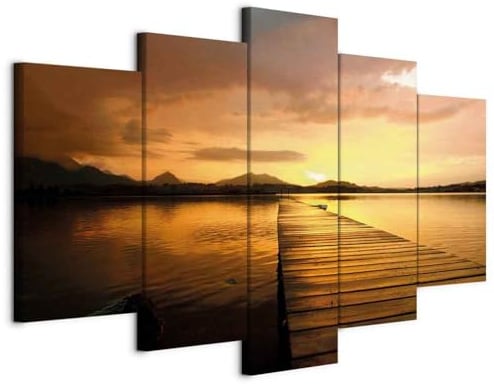 B&D XXL - Leinwandbild Natur Landschaft, 225x112 cm, 5-teilig, Schlafzimmer