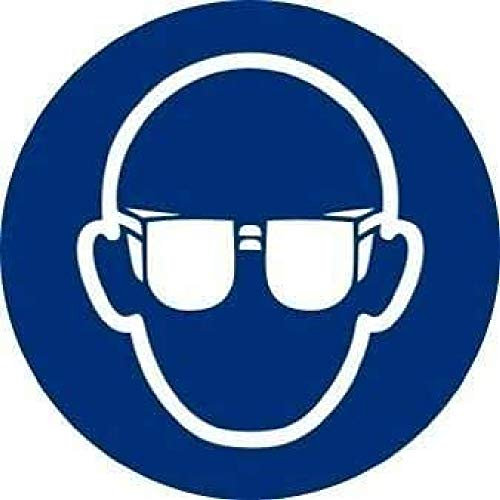 Normaluz Pack 10 Pegatinas Uso Obligatorio de Gafas – Señal Vinilo 9cm para Pared | Señalizaciones de Seguridad para Zonas de Riesgo | Carteles de Seguridad y Pegatina Uso Obligatorio Gafas
