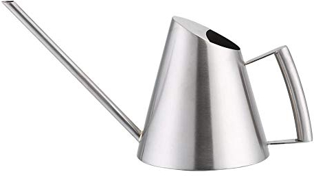 Mini-Gießkanne aus Edelstahl, modern, 400 ml, Lange Tülle, gebürstet, Silberfarben, für Zuhause und fürs Büro