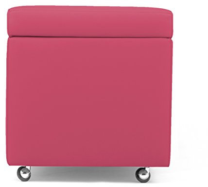 ARKETICOM Pandora Swing Sitzhocker mit Rollen aus Kunstleder, gepolsterte Sitztruhe, Design mit niedrigem Tisch, 42 x 42 x 42 x 42 cm, Rosa