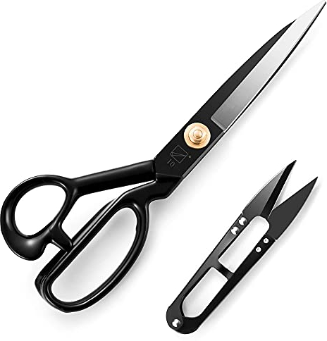 Schneiderschere Stoffschere 25,4cm - Profi Textilschere Scharf aus Edelstahl, Schere zum Schneiden von Stoff, Kleidung, Textilien, Leder, Jeans, Nähen & Ändern(Schwarz)
