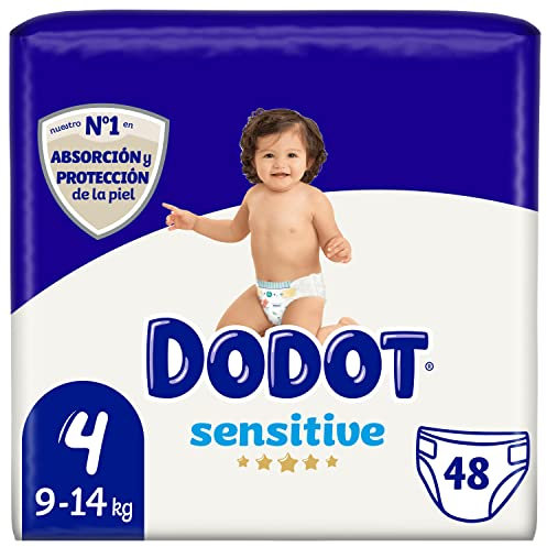 DODOT Sensitive - Pañales, 9 A 14 Kg, Blanco, Talla 4, Vanilla, 48 Unidad