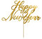 Cake Topper Happy New Year 24cm - Tortendeko Silvester Neujahr - Kuchendeko Tortentopper Tortenaufsatz - Neujahrsdekorationen - Topper für Torten - Gold