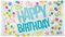 Boland 31001 - Dekorationsfahne Happy Birthday, Größe 90 x 150 cm, Geburtstag, Konfetti, Luftschlange, Flagge, Polyester, Banner, Wanddekoration, Kindergarten, Party, Bunt, Einheitsgröße