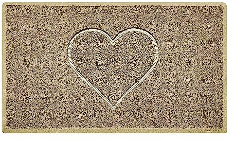 Nicoman Herz Geprägt Fußmatte-(Geeignet für Innen- und Schützen Außen), Mittel (75x44cm), Beige