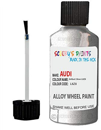 Alloy Wheel Repair Touch up Paint KIT Curbing Scratch CHIP Silver Black Gold (Brillant Silver L8Z8 Compatible with Audi)