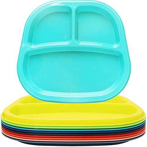 Youngever Lot de 9 Enfant Assiettes à Compartiments Plastique (Rainbow)
