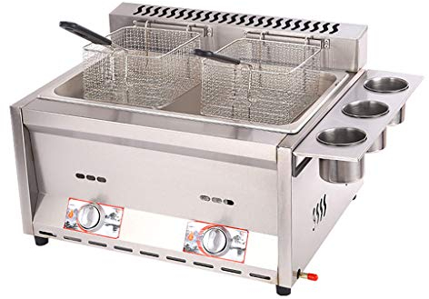 Friteuse à copeaux de gaz friteuse de 16L en acier inoxydable de qualité alimentaire allumage électronique par impulsion antidérapant économie d'énergie facile à nettoyer