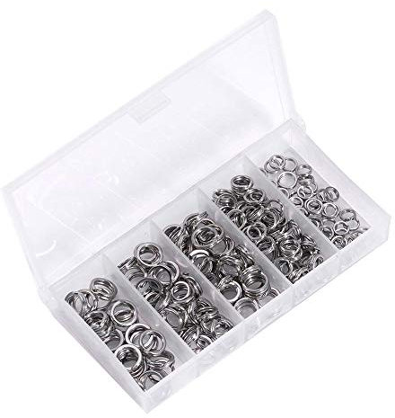 Fischen Split Rings Tackle Heavy Duty Edelstahl Solid Lures Double Loop Köder Set mit Aufbewahrungsbox Fishinghook
