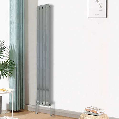 Blümme Vertical Single Flat Panel Designer Radiator Bathroom Heater Central Heating Radiators 1600 x 272mm Chrome