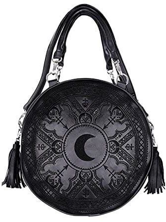 Restyle Henna Runde Handtasche Gotisk Goth Wicca Veganer Leder Tasche