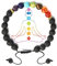 AFSTALR 7 Chakra Armband Echte Steine Elastisch Lava Armband für Damen Naturstein Armband Yoga Armband