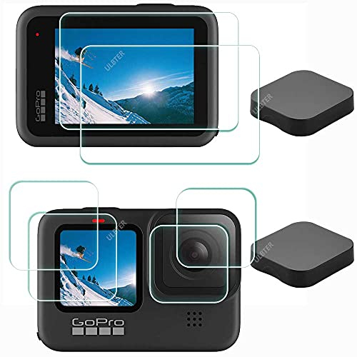 ULBTER Protector Pantalla para GoPro Hero 12 10 11 9 Hero12 Hero11 Hero10 Hero9 y lente y Tapa de Objetivo Vidrio Templado 0,3 mm Dureza 9H【2+2+2 Unidades】