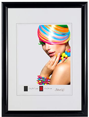 Art Line Kunststoff Bilderrahmen DIN A4 bis 50x70 cm Urkunde Foto Rahmen: Farbe: Schwarz | Format: 50x70