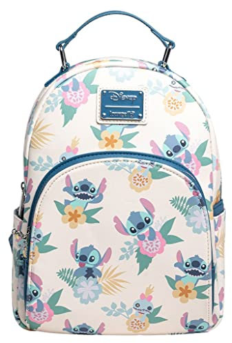 Loungefly Disney Lilo & Stitch Hawaiian Flowers Stitch and Scrump AOP Double Strap Shoulder Bag Purse, mehrfarbig, One size