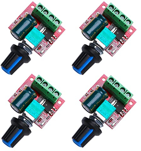 VooGenzek 4 Stücke DC 5V-35V 5A 90W PWM Motor Drehzahlsteller, Einstellbarer Niederspannungs DC Motordrehzahlregler mit Schalter