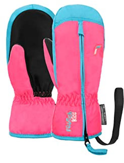 Reusch Ben Mitten extra warme und weiche Fausthandschuhe Winterhandschuhe Fäustlinge Kinder Babys Kleinkinder Mädchen und Jungen mit einem Reißverschluss, rosa-hellblau, III (ca. 3-4 Jahre)