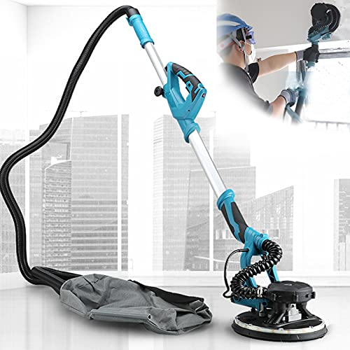 UIBAO Ponceuse Girafe Mur et Plafond 1800W,1000-2100RPM,5Vitesses Réglables,avec Disque Ponçage 20pcs,Lampe à LED,Tuyau de 2M pour Extraction de la Poussière et Sac à Poussière,220V