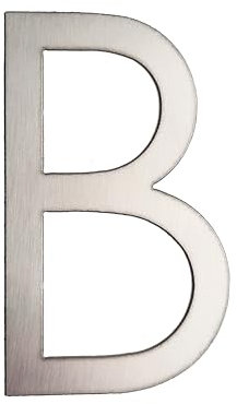 GUIZZO Creart - Numero Civico Esterno e Numeri Civici Esterni con Lettera in Acciaio Inox, Targa Personalizzata Made in Italy, Targhetta Personalizzata Porta Ingresso per Uso Esterno - B, 4.8x8H cm