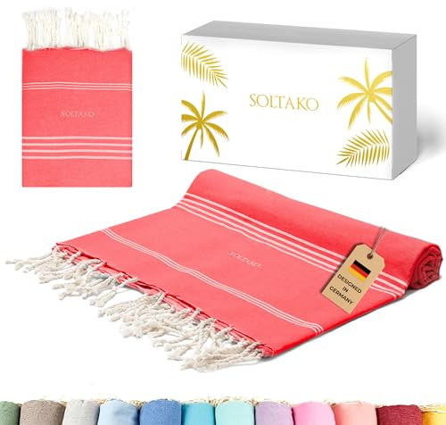 SOLTAKO Fouta Bali Premium XXL, Koralle, 200/200cm
