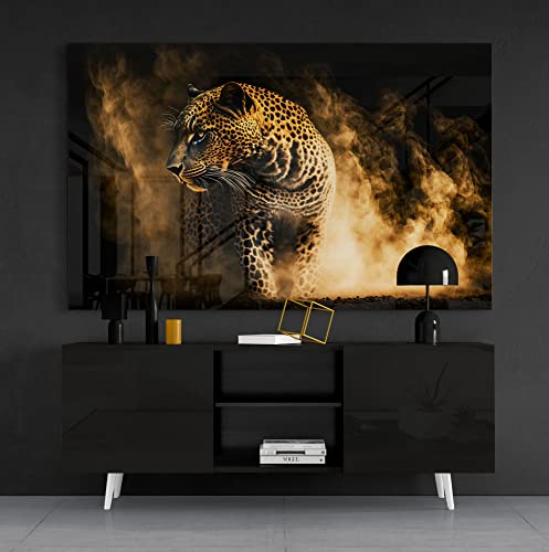 Premium Wandbild aus Acrylglas oder Aluminiumverbund - KEIN LEINWANDBILD - modern Wandbilder XXL Wanddekoration Design Wand Bild Abstrakt (Leopard 01, Acrylglas 110x75cm)