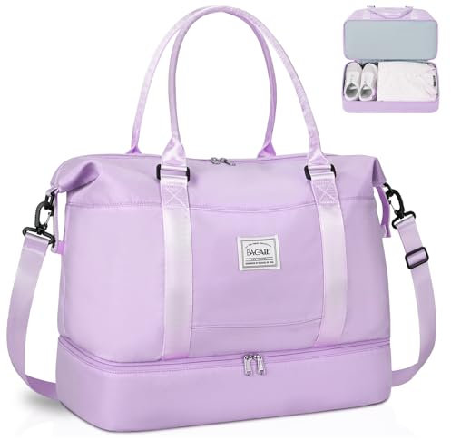 BAGAIL Reisetasche – Wochenend- und Übernachtungs-Fitness-Tragetasche mit Nasstasche, Muttertasche für Arbeit und Lieferung, B-lila, Extra Large, Reisetasche