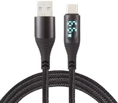 Wayzu® USB to USB C Charger Cable, LED Display, 66W 6A fast charging Cable,Type C,PD,Data Transfer, Nylon Braided,Smart Chip,Compatible with PS5 Android Samsung Galaxy MacBook iPad Air5 Pixel 7 (2M)