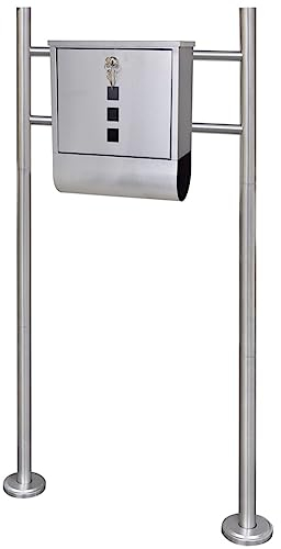 Briefkasten auf Ständer, Edelstahl, Briefkasten