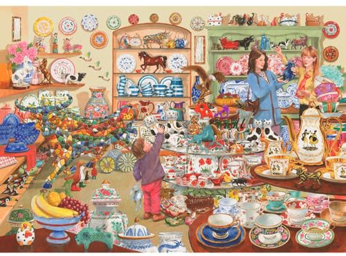 The House of Puzzles - Bulls In A China Shop Jigsaw - 1000 Piece Jigsaws For Adults, Artist Illustrated, Scenic Landscape, Deluxe Puzzle Gifts