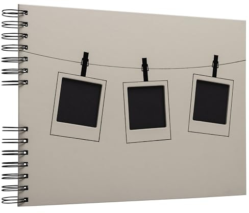 Exacompta - 16823E - Spiralalbum Instants beige - 150 Fotos - 50 schwarze Seiten - Format 32 x 22 cm - Einband mit PU-Effektpapier und schwarzer Glanzmarkierung