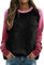 Hoodie Damen Oversize Langram Lässige Oberteile für Damen, Raglan-Oberteile mit Rundhalsausschnitt, Farbverlauf, einfarbig, Sweatshirts, Oberteil, Langarm, Pullover Damen Dunkelgrün (Black, XXL)
