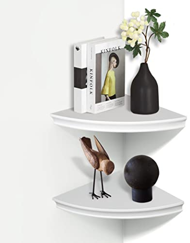 AHDECOR weiße Eckregale Wandmontage Schwimmende Eckregale, dekorative Ausstellungsregale Wand-Lagerregale, Bücherregale, Wohnmöbel, Bürodekor