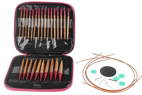 Austauschbares karbonisiertes Bambusnadel-Set, Rundstricknadel-Set aus Aluminium