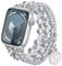 CAGOS Pearl Bracelet Compatible with Apple Wath Bands 42mm 44mm 45mm Women, Natural Pearl Beaded Charms Pretty Straps Dressy Designer Jewelry Stretchy iWatch Bands for Series 9/8/7/6/5/4/3/2/1/SE,