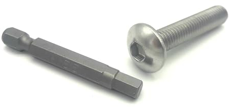 Befestigung Zaun Schraube Matten Doppelstabmattenzaun Halterung mit Bit 5,0 cm Inbusschüssel 5,5 Zaunpfosten Verschraubung Edelstahl 10 Stück (Lieferumfang: 10x Schrauben + 1x Bit)