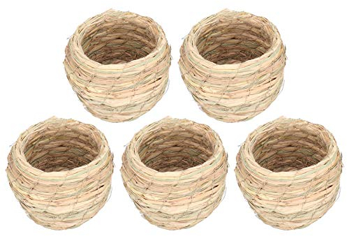 5 Pièces/Ensemble Nids d'oiseaux en Paille Nichoir à éclosion d'oiseaux Nids D'élevage De Perroquets 12CM Nids d'oiseaux en Paille Artificielle pour la Décoration De Bar De Jardin De Maison