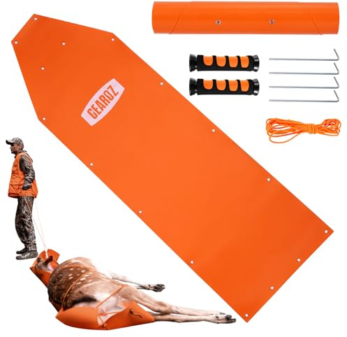 GearOZ Deer Drag Sled Thickened Game Hauler Strap Reduce Ground Friction & Transport Game Easier Heavy Duty Deer Pull Rope for Dragging Deer Cart Deer Hunting Accessories Gift for Hunters, Orange