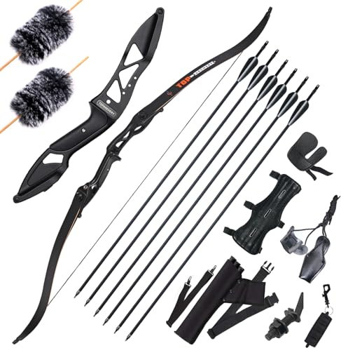 Pfeil und Bogen Set Erwachsene 56 Zoll Takedown Sportbogen Jagdbogen mit Pfeilköcher Metall Riser Rechte Hand für Zielschießübungen 30-50lbs (50 lbs)