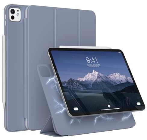 GKABXY Magnetische Hülle für iPad Pro 11 Zoll Hülle (M4, 2024, 5. Generation), Starke Magnetische dreifach gefaltete Standabdeckung, Auto Schlafen/Wachen, Unterstützt Pencil Pro/2./USB-C, Violett