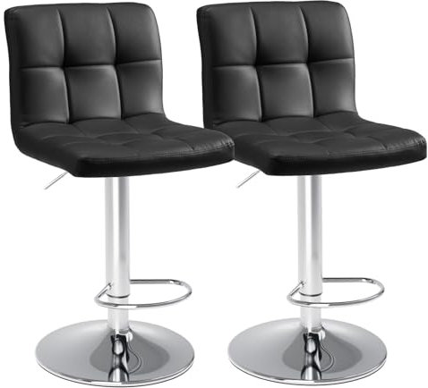 DUMOS barhocker 2er Set, moderner Stil barstuhl höhenverstellbar 60-80 cm, Metallbeine bar hocker, hocker küche, hoch barhocker mit lehne, geeignet für Bar, Küche und Wohnzimmer bar Stool (Schwarz)