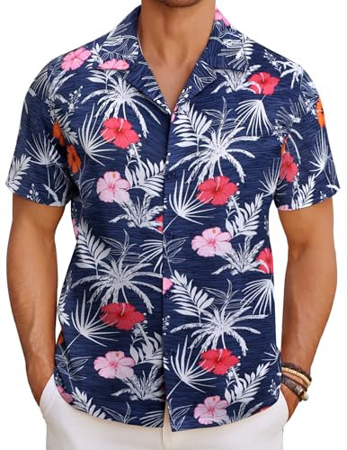 COOFANDY Hawaii Hemd Herren Blumen Kurzarm Sommer Hawaiihemd Männer Strandhemd Kurzarmhemd Urlaubshemd Hawaii Kostüm Casual Regular Fit Beach Blumenhemd Hawaiian Shirt Blumen A 3XL
