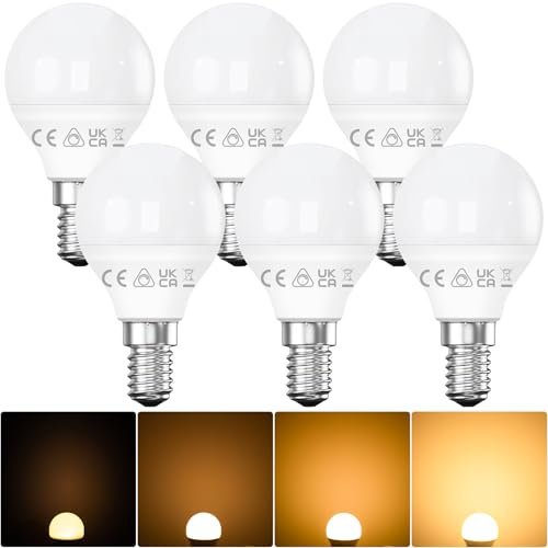 Nottac E14 Dimmable LED Bulbs, 6500K Cool White, Small Edison Screw Golf Ball (SES), Energy Saving LED Light Bulbs, 5W (40W Equivalent), 440LM, Long Lifespan, Pack of 6