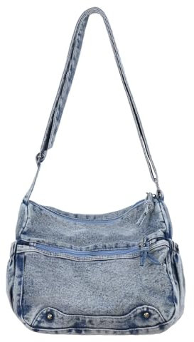 Ausing Damen Crossbody Bag Groß Canvas Tasche Tote Bag Damen Blau