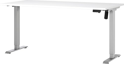 Germania Schreibtisch 8024-639, in Weiß/Silber, elektr. höhenverstellbar, 160 x 119 x 80 cm (BxHxT)