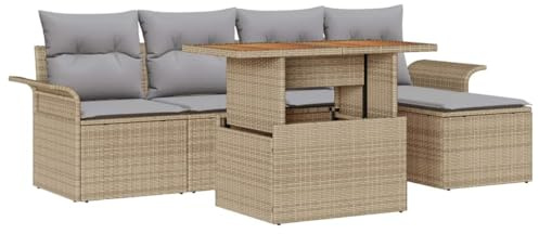 vidaXL Garten-Sofa-Set 6 STK. Beige Poly Rattan