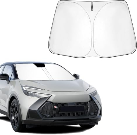 BSTW Parasol para coche para Toyota C-HR AX10 2016-2023 y C-HR AX20 2024-2026 – Cubierta de parabrisas plegable con aislamiento térmico y protección UV, apto para Toyota CHR Hybrid GR Sport
